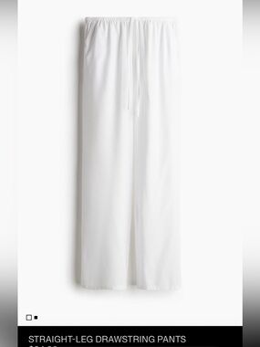 Divided Straight-Leg Drawstring Pants in White
